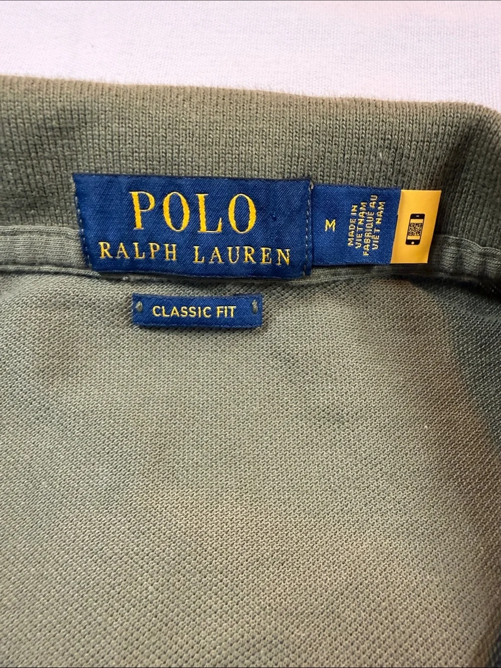 Polo Ralph Lauren Classic Fit Striped Polo Yellow Olive Green Size L